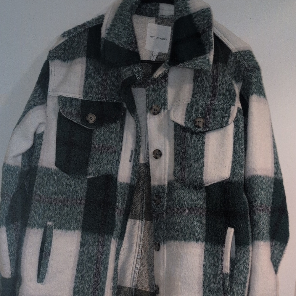 Avec Les Filles Checkered Jacket in Green and Cream - Picture 3 of 3
